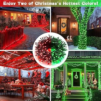 JMEXSUSS Red and Green Solar Christmas Lights Outdoor